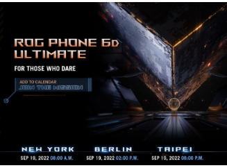 华硕已确认在9月19日的全球活动中推出ROG Phone 6D手机