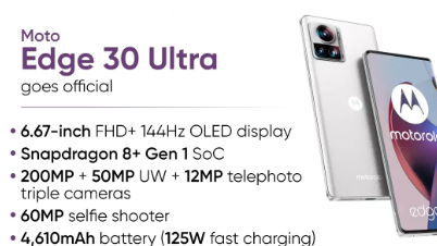 推出Moto Edge 30 Ultra世界上第一款配备200MP摄像头的手机