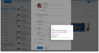 Outlook Web App上的联系人可自行更新联系人升级人脉中心等