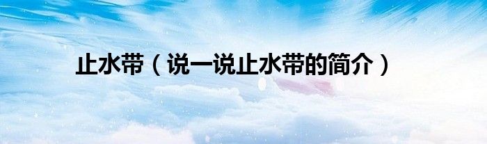 止水带（说一说止水带的简介）
