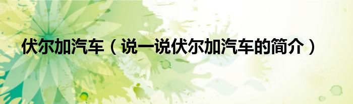 伏尔加汽车（说一说伏尔加汽车的简介）