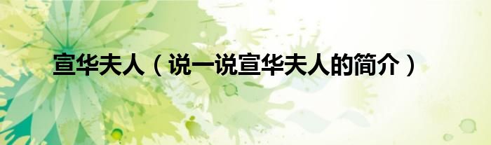 宣华夫人（说一说宣华夫人的简介）