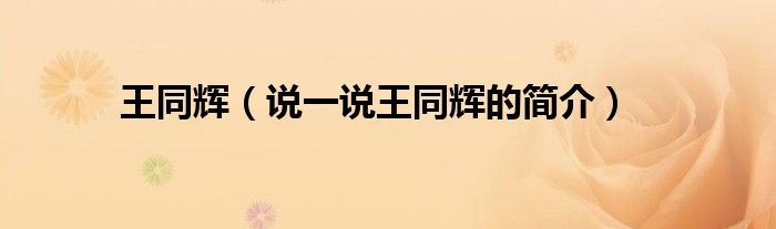 王同辉（说一说王同辉的简介）