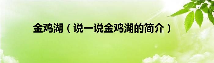 金鸡湖（说一说金鸡湖的简介）