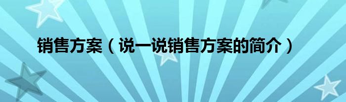 销售方案（说一说销售方案的简介）