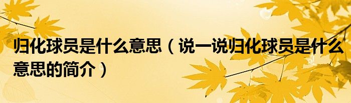 归化球员是什么意思（说一说归化球员是什么意思的简介）