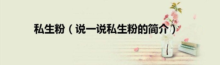 私生粉（说一说私生粉的简介）