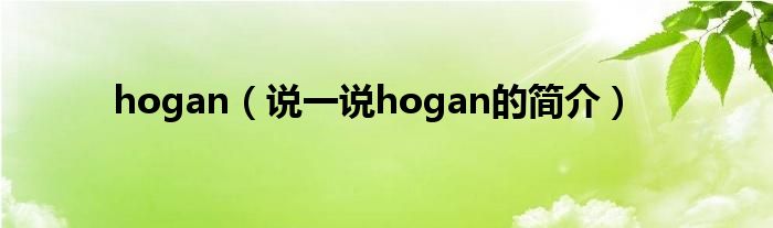 hogan（说一说hogan的简介）