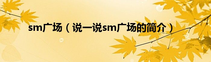 sm广场（说一说sm广场的简介）