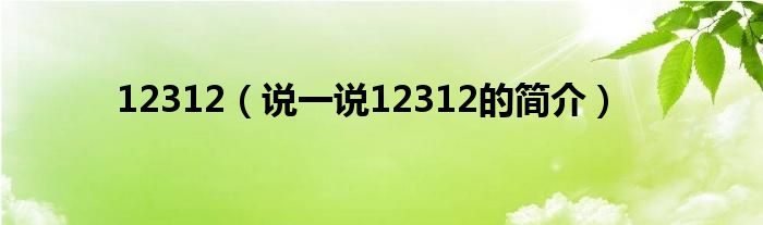 12312（说一说12312的简介）