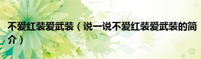 不爱红装爱武装（说一说不爱红装爱武装的简介）