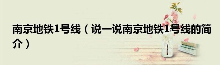 南京地铁1号线（说一说南京地铁1号线的简介）