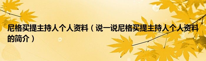 尼格买提主持人个人资料（说一说尼格买提主持人个人资料的简介）
