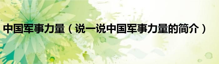 中国军事力量（说一说中国军事力量的简介）