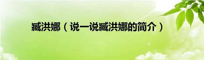 臧洪娜（说一说臧洪娜的简介）