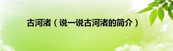古河渚（说一说古河渚的简介）