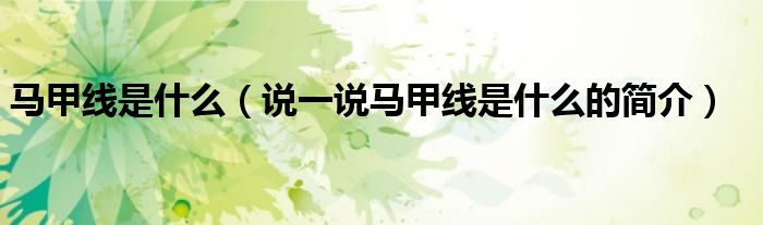 马甲线是什么（说一说马甲线是什么的简介）