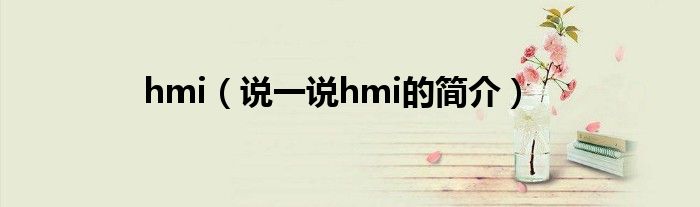 hmi（说一说hmi的简介）