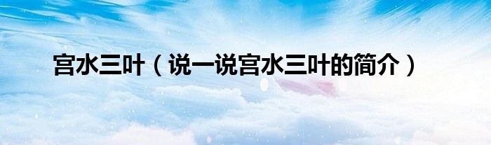 宫水三叶（说一说宫水三叶的简介）