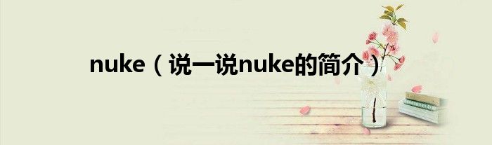 nuke（说一说nuke的简介）