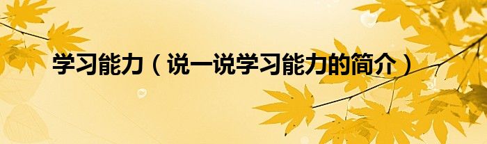 学习能力（说一说学习能力的简介）