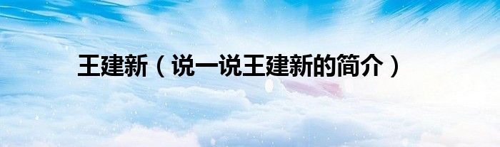 王建新（说一说王建新的简介）