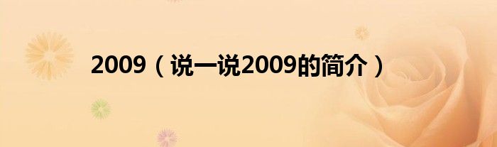 2009（说一说2009的简介）
