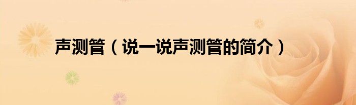 声测管（说一说声测管的简介）
