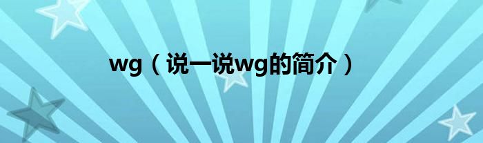 wg（说一说wg的简介）