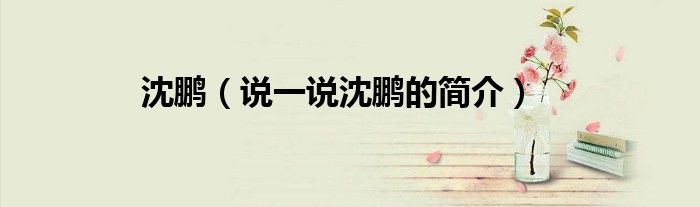 沈鹏（说一说沈鹏的简介）