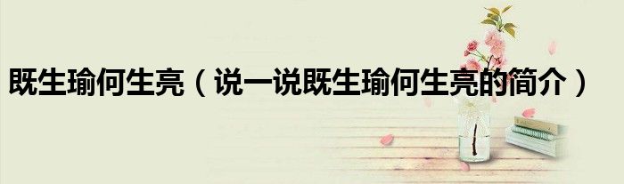 既生瑜何生亮（说一说既生瑜何生亮的简介）