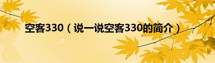 空客330（说一说空客330的简介）