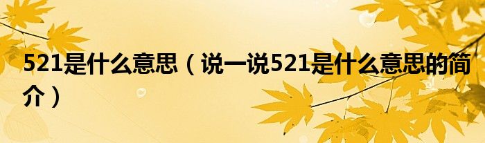 521是什么意思（说一说521是什么意思的简介）