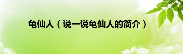 龟仙人（说一说龟仙人的简介）