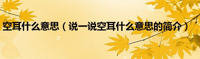 空耳什么意思（说一说空耳什么意思的简介）