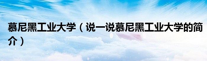 慕尼黑工业大学（说一说慕尼黑工业大学的简介）