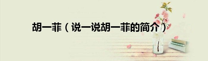 胡一菲（说一说胡一菲的简介）