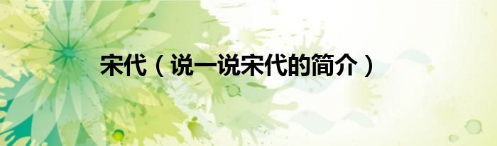 宋代（说一说宋代的简介）
