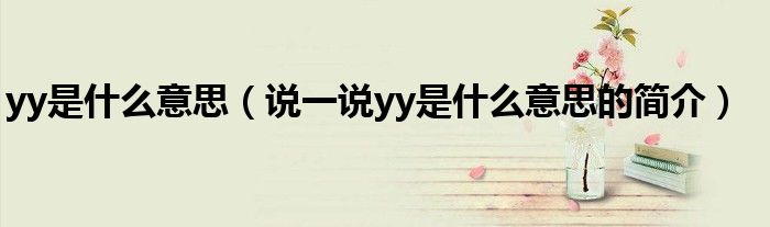 yy是什么意思（说一说yy是什么意思的简介）
