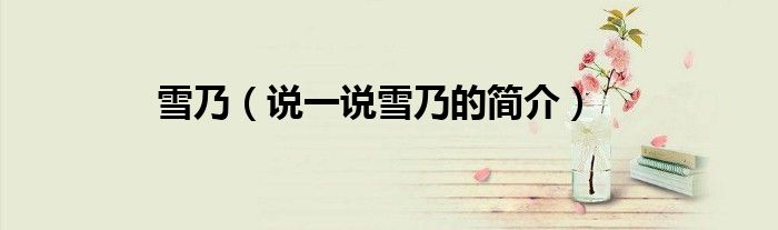 雪乃（说一说雪乃的简介）