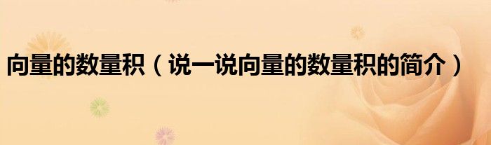 向量的数量积（说一说向量的数量积的简介）