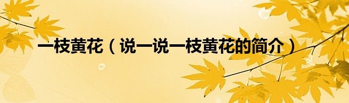 一枝黄花（说一说一枝黄花的简介）