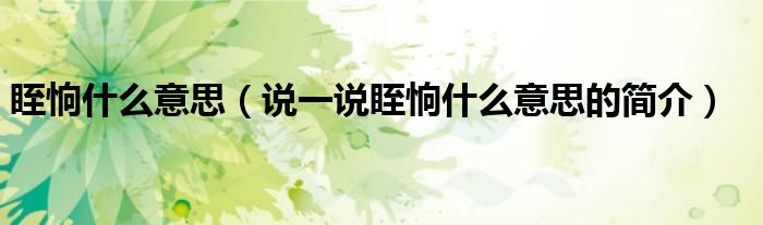 眰恦什么意思（说一说眰恦什么意思的简介）