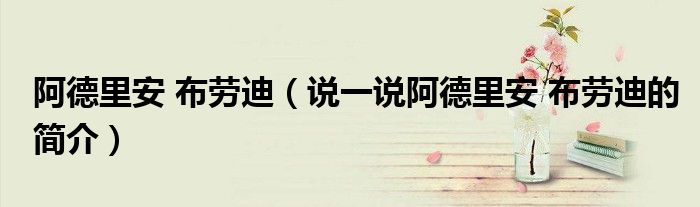 阿德里安 布劳迪（说一说阿德里安 布劳迪的简介）