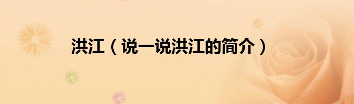 洪江（说一说洪江的简介）