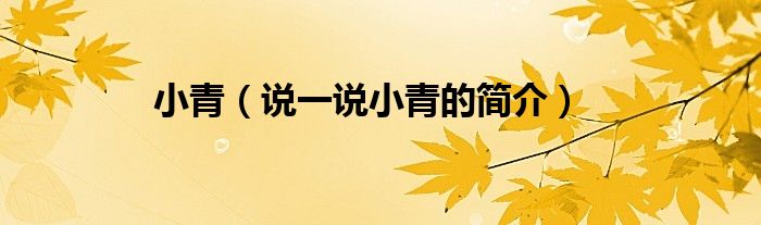 小青（说一说小青的简介）