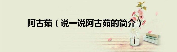 阿古茹（说一说阿古茹的简介）