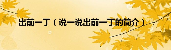出前一丁（说一说出前一丁的简介）
