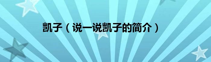 凯子（说一说凯子的简介）