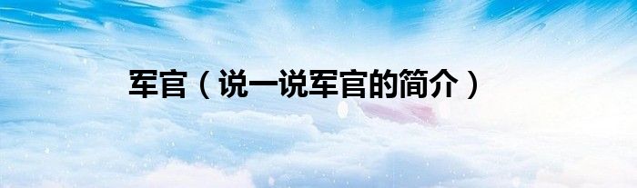军官（说一说军官的简介）